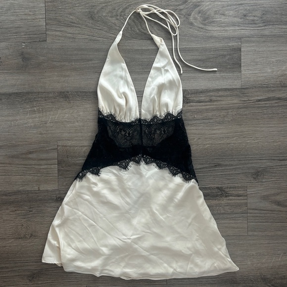 Meshki Lace And Satin Mini Dress - Black/Ivory - Picture 5 of 8